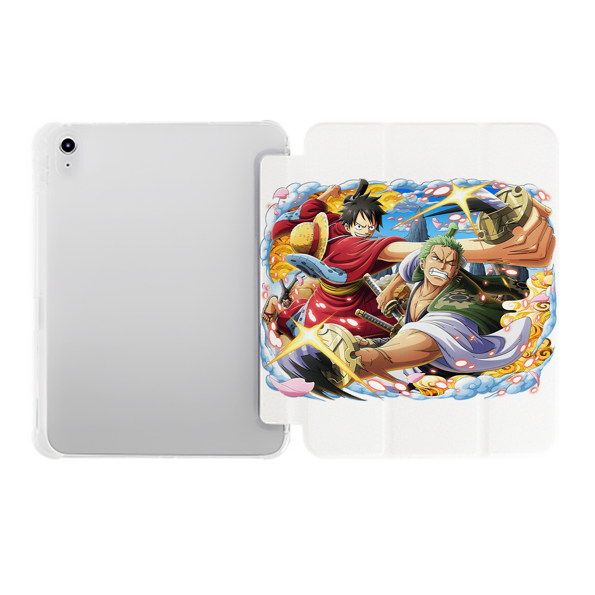 （画像用） ワンピース モンキー・D・ルフィ ONE PIECE Monkey D. Luffy IPad ケース ペン収納付き 三つ折りスタンド PUレザー×シリコン 対応機種9.5/10.5/10.9インチ